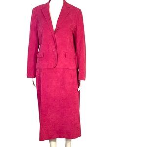 Vintage  70’s UltraSuede 2 Piece Set Barbie Pink Blazer Jacket Skirt Suit Sz 12